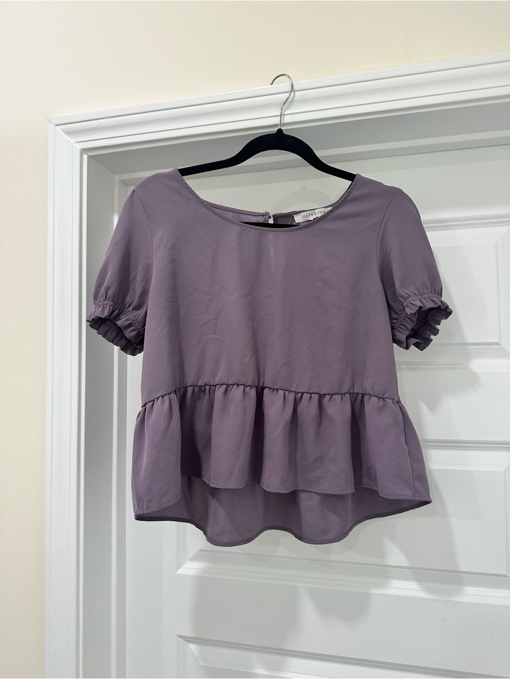 Lilac Peplum Blouse Size M by Olive & Oak